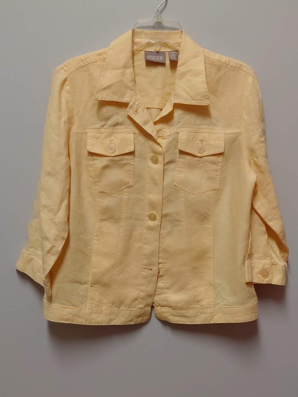 Chico's Yellow Linen Button-Front Jacket